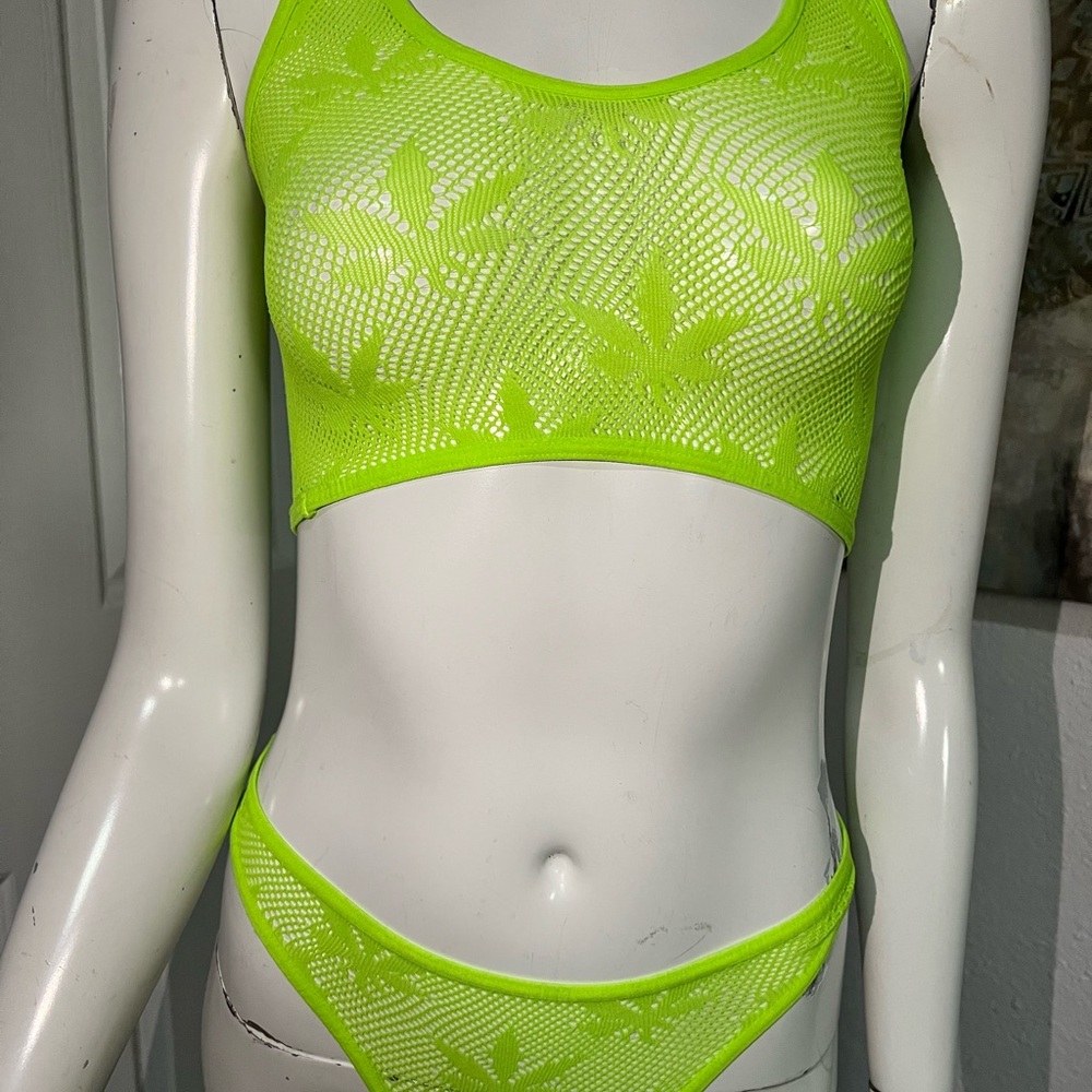 Neon Green Lace Bikini Set